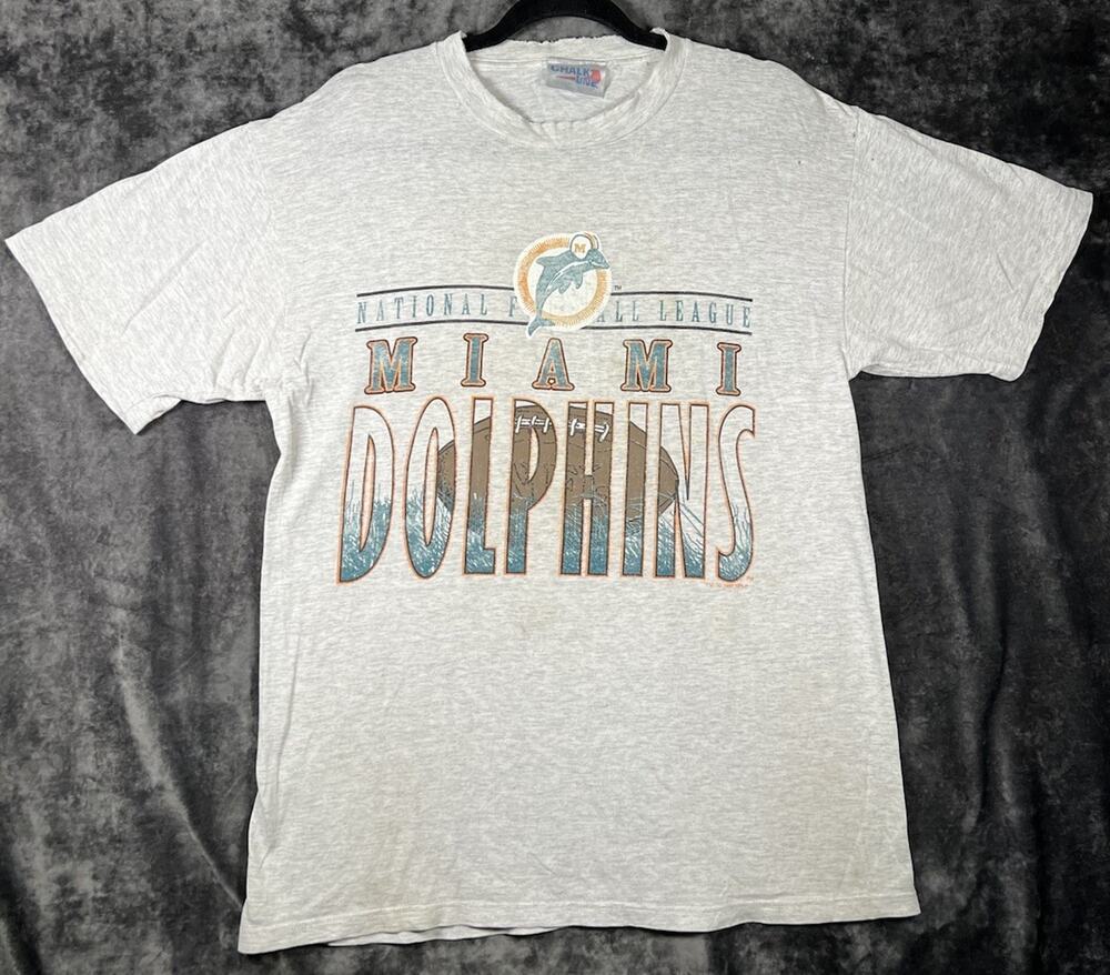 Vintage Miami Dolphins Chalk Line T Shirt L Gray 1995 NFL Single Stitch 20x29